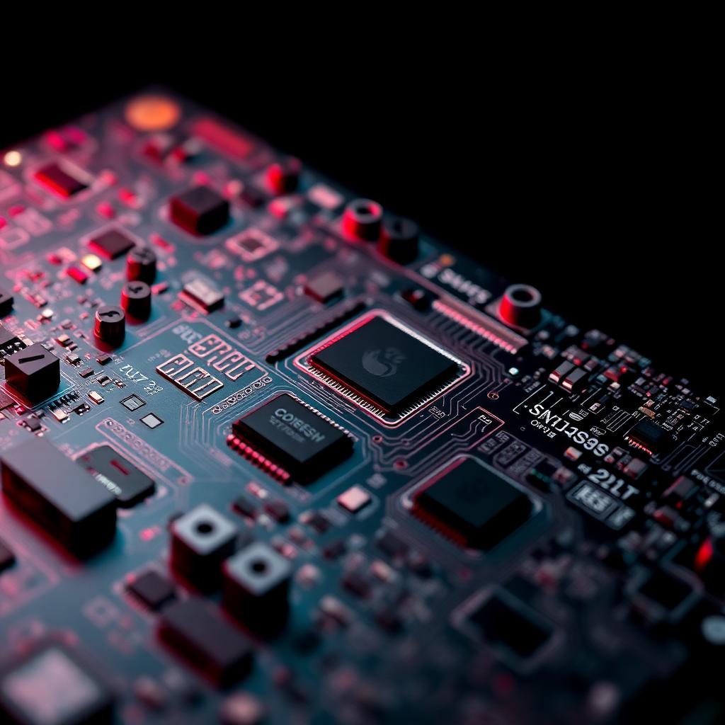 Macro de placa-mãe com chips