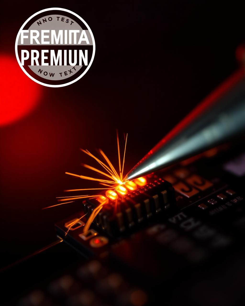 Microsolda em chip com faíscas